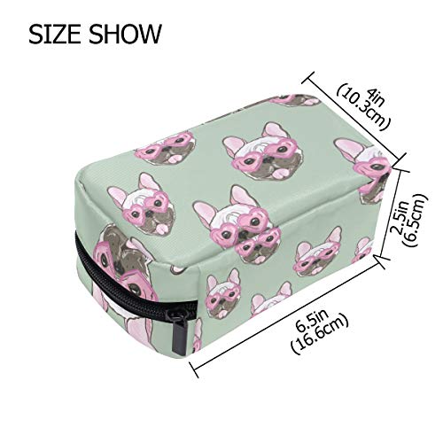 FANTAZIO Bolsas de Cosméticos para Mujer Lindo Bulldogs Patrón de Cachorro Maquillaje Bolsas