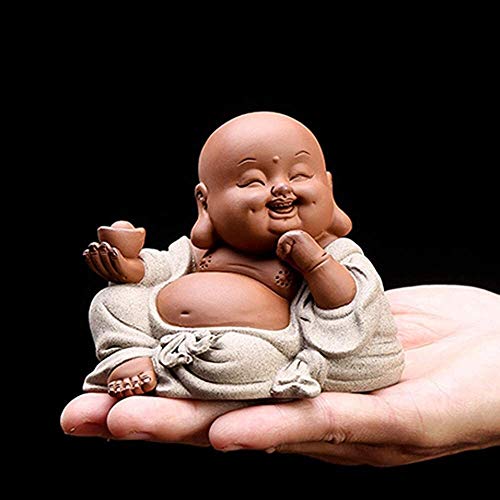 Feng Shui Chino Laughing Buddha Decoración estatuas de cerámica atraer la Riqueza y de los Regalos de la Buena Suerte for el hogar y la Oficina Congratulatory 0921