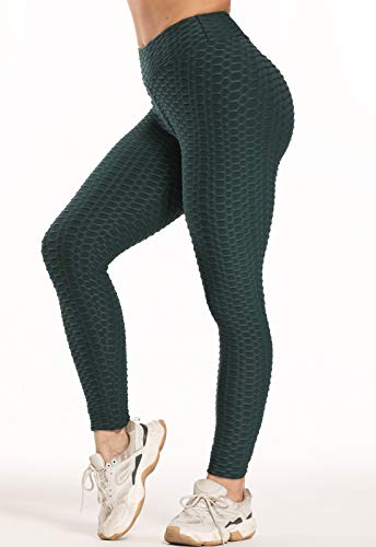 FITTOO Leggings Push Up Mujer Mallas Pantalones Deportivos Alta Cintura Elásticos Yoga Fitness  Verde XL
