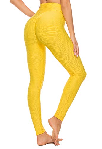 FITTOO Mallas Leggings Mujer Pantalones Deportivos oga Alta Cintura Elásticos Transpirables Amarillo L