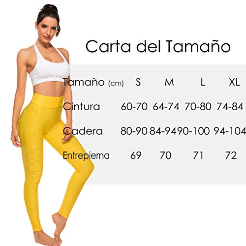 FITTOO Mallas Leggings Mujer Pantalones Deportivos oga Alta Cintura Elásticos Transpirables Amarillo L