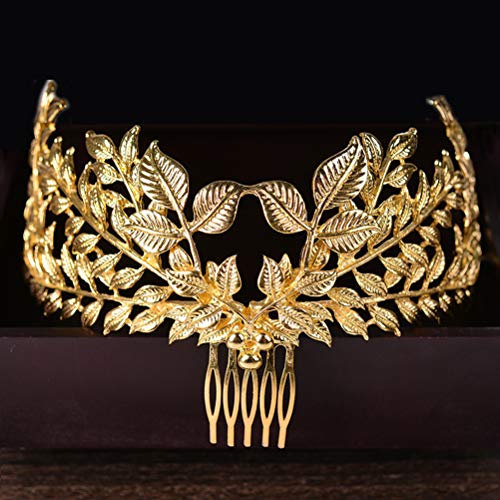 Frcolor Estilo de Baroco corona dorada de la boda joyería del pelo de la boda con peines princesa nupcial tocado accesorios para las mujeres