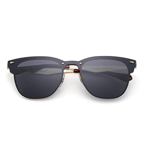 Gafas de Sol Sin Marco Una Pieza Montura Con Cuerno de Metal Espejo Mujer Hombre