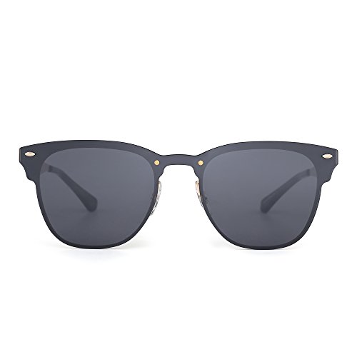 Gafas de Sol Sin Marco Una Pieza Montura Con Cuerno de Metal Espejo Mujer Hombre