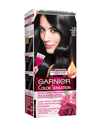 Garnier Color Sensation - Tinte Permanente Ultra Negro 1.0, disponible en más de 20 tonos