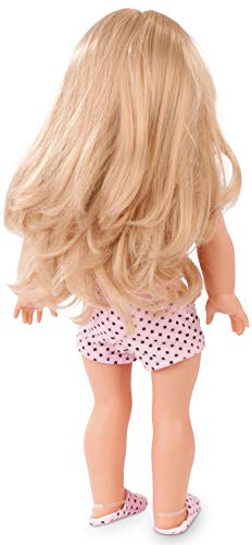 Gotz 1490365 Precious Day Girls Jessica Chica para Vestir - Muñeca de pie de 46 cm de Altura, Pelo Largo Rubio, Ojos Azules para Dormir - Juego de 4 Piezas