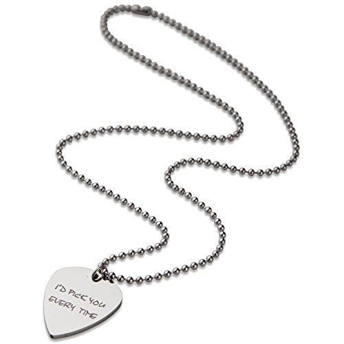 Grabado Collar De Púa De Guitarra Caja De Regalo - Plectro De Metal Grabado Collar Colgante Amantes De La Música Novia Novio En El Día De San Valentín - Marido Esposa Cumpleaños Aniversario Boda