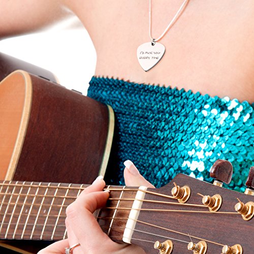 Grabado Collar De Púa De Guitarra Caja De Regalo - Plectro De Metal Grabado Collar Colgante Amantes De La Música Novia Novio En El Día De San Valentín - Marido Esposa Cumpleaños Aniversario Boda