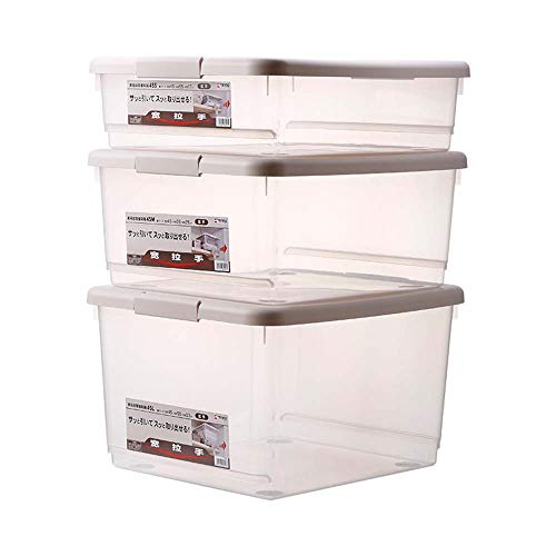 Grandes cajas de almacenamiento de plástico estilo japonés Sello a prueba de humedad A prueba de moho Adecuado para almacenar cosméticos Ropa interior Calcetines Suéteres Ropa Joyería extensa Rev