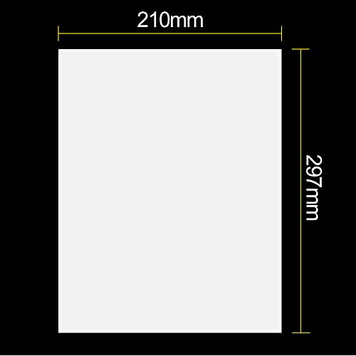 Granvoo Etiquetas adhesivas A4 Sticker Paper 297mm x 210mm con papel brillante + pegamento para impresoras láser, impresoras de inyección de tinta y copiadoras