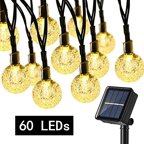Guirnalda Luces Exterior Solare, BrizLabs 13.8M 60 LED Guirnalda Luces Solar Impermeable 8 Modos Interior y Exterior Cadena de Luces Solar para Jardín Terraza, Patio, Navidad, Fiesta, Blanco Calido
