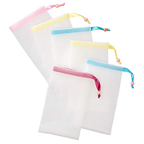 GWHOLE 6 Piezas Bolsa de Jabón de Red,Sacos de Jabón para Espuma,Limpiador Facial,Baño,Bolsa Secar Jabón Malla