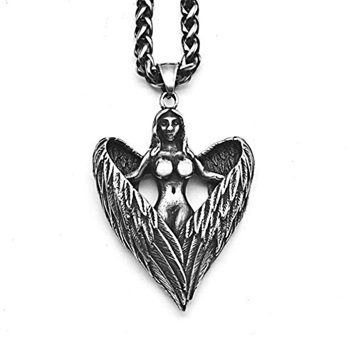 HAOYU Personalidad Hip Hop Belleza ángel Colgante Cadena Colgante Masculina Retro Plumas alas Collar Salvaje Hipster suéter Cadena Punk