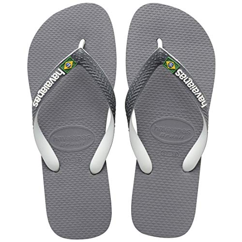 Havaianas Brasil Mix, Chanclas Unisex Adulto, Multicolor (Steel Grey/White/White), 45/46 EU