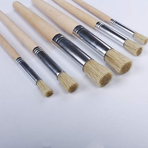 Healifty 6pcs pincel redondo mango de madera herramienta de principiante profesional de diferentes tamaños para pintura al óleo de acuarela acrílica