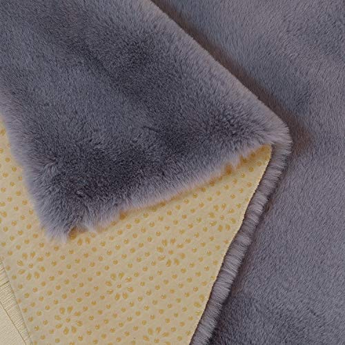 HEQUN Alfombra De Piel De Conejo Artificial,Antideslizante Lujosa Suave Lana Artificial Alfombra para salón Dormitorio baño sofá Silla cojín (Gris, 60x90cm)