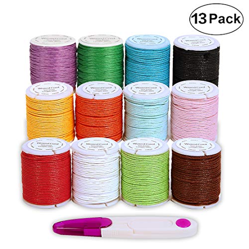 Hilo Encerado Macrame para Pulseras, Cordon Encerado 12 Colores +Cortador de Hilo Cuerda Pulsera Hilos Encerados Cordones para Hacer Collar Cuero Bisuteria Abalorios diy Pulseras Colores