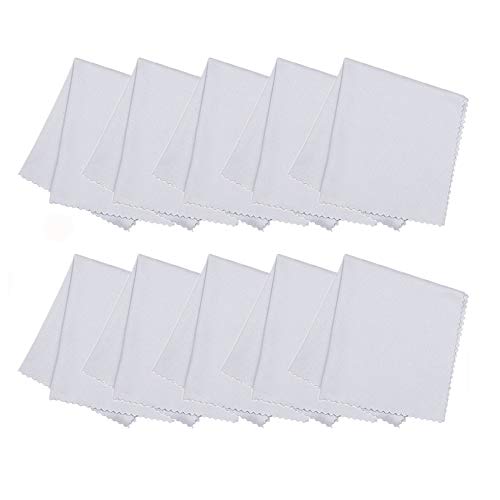 HomyWord 10 PCS Paño de limpieza de microfibra blanco para superficies suaves, pantallas táctiles, teléfonos inteligentes, lentes de cámara, pantallas LCD y pantallas HD