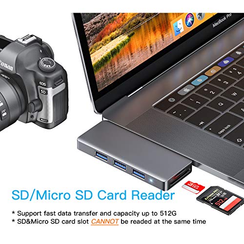 HOTUCG USB 3.0 Hub, Adaptador USB 3.0, Adaptador 5 IN 1, HDMI 2K 1080P, 2 USB 2.0, Lector de Tarjetas SD/Micro SD, Type A 3.0 Hub para portátiles con Windows 10/8/7/XP, No MacOS/Vista, Spacegrey