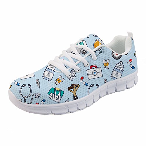 HUGS IDEA - Zapatillas de deporte para correr ligeras con impresión dental de malla de aire, color Azul, talla 39 EU
