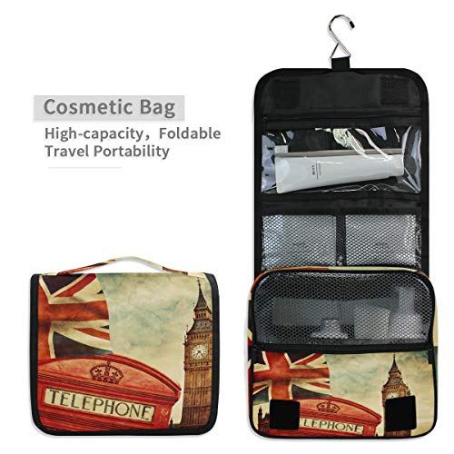 Hunihuni - Bolsa de aseo para colgar Londres Payphone Big Ben multifunción de viaje organizador de maquillaje para mujeres y hombres