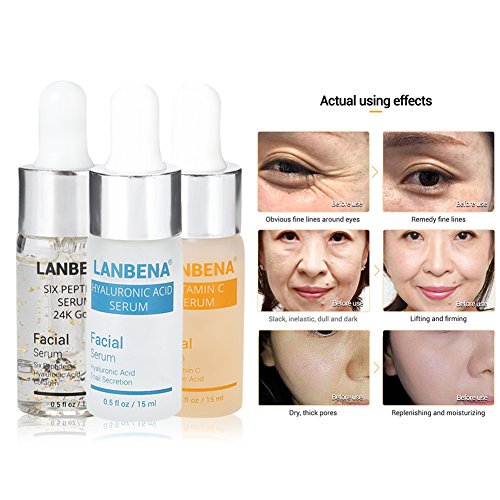 Hyaluronic Six Peptides Serum 24K Gold Antienvejecimiento + Acido Hialurónico y Secreción de Caracol Filtra Hidratación + Vitamina C Serum Whitening Skin Care Essence