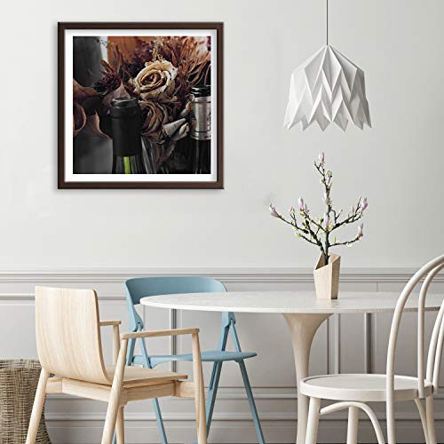 Imagen Enmarcado marrón XXL Vintage Arte Flores Buqué Botellas Marrón 90x90 cm