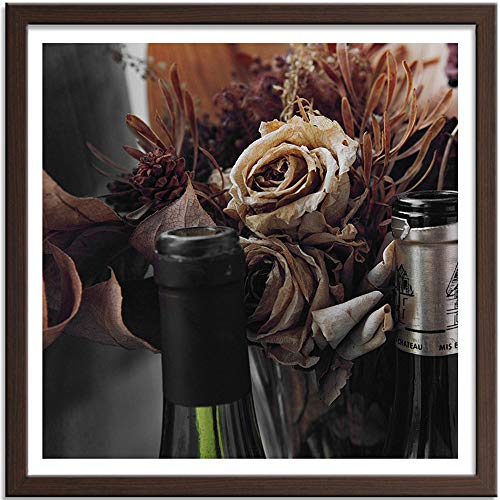 Imagen Enmarcado marrón XXL Vintage Arte Flores Buqué Botellas Marrón 90x90 cm