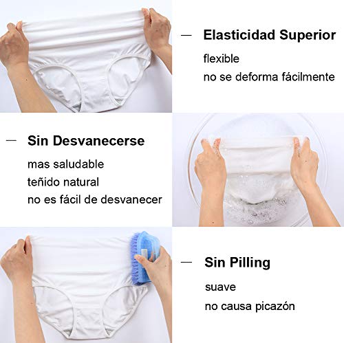 INNERSY Bragas Mujer de Algodón Ropa Interior de Cintura Alta Cómoda y Sexy Braguitas Pack de 5 (S-EU 38, 2Negro-1blanco-2gris)