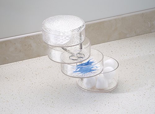 InterDesign - Rain - Organizador Giratorio provisto de Tapa, para gabinete de tocador; Guarda Maquillaje, Productos de Belleza - Claro