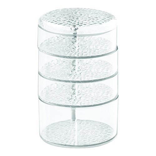 InterDesign - Rain - Organizador Giratorio provisto de Tapa, para gabinete de tocador; Guarda Maquillaje, Productos de Belleza - Claro