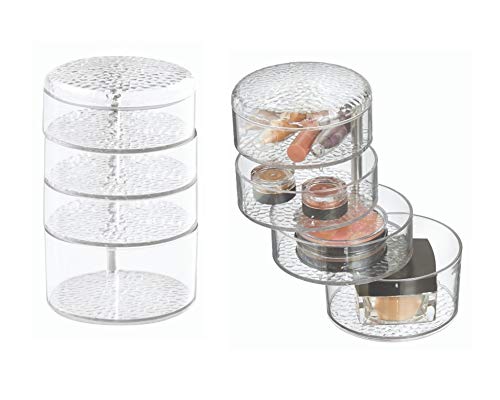 InterDesign - Rain - Organizador Giratorio provisto de Tapa, para gabinete de tocador; Guarda Maquillaje, Productos de Belleza - Claro