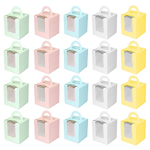 INTVN 20 Piezas Cajas de Cupcakes, Cajas para Pasteles con Ventana de PVC Transparente Muffin Simple para la decoración del Banquete de Boda