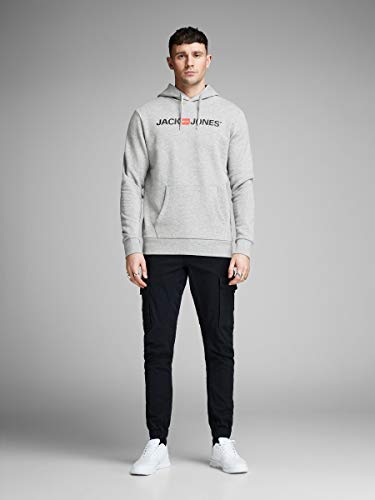 Jack & Jones Jjecorp Logo Sweat Hood Noos Capucha, Gris (Light Grey Melange Detail:Reg Fit - Melange), X-Large para Hombre