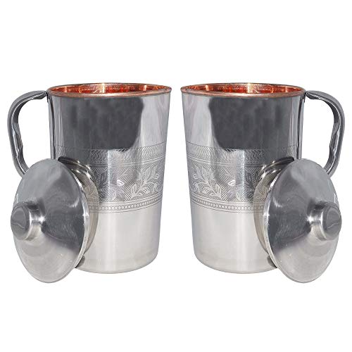 Jarra de cobre de acero para servir agua 1500ml Ayurveda Health Benefit Restaurante