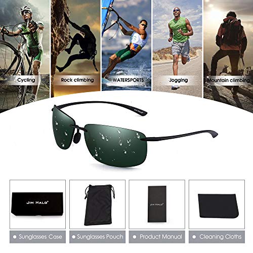 JIM HALO Deporte Gafas de Sol Para Hombre Mujer TR90 Sin Marco Borde Marco Irrompible Para Correr Pescar Béisbol Conducir Verde