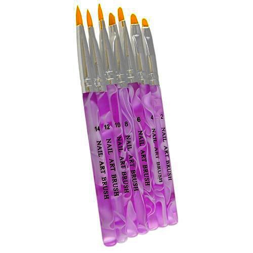 Juego de 7 Pinceles Pintauñas UV Gel parara Decorar Uñas Nail Art Decoration