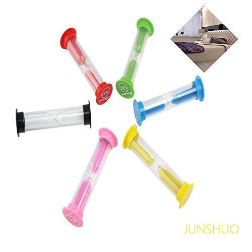 JUNSHUO 6 Colores(Color al Azar) Reloj de Arena Temporizador, Temporizador de Reloj, 30 Segundos / 1 Minuto / 2 Minutos / 3 Minutos / 5 Minutos / 10 Minutos Ideal para el Hogar, Juegos