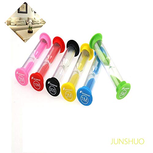 JUNSHUO 6 Colores(Color al Azar) Reloj de Arena Temporizador, Temporizador de Reloj, 30 Segundos / 1 Minuto / 2 Minutos / 3 Minutos / 5 Minutos / 10 Minutos Ideal para el Hogar, Juegos