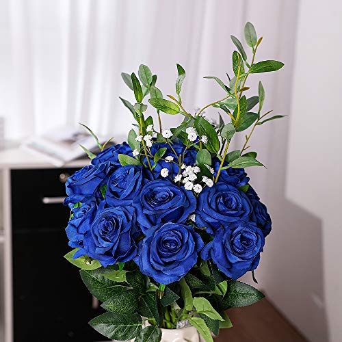 JUSTOYOU - Ramo de rosas artificiales de seda (10 unidades)