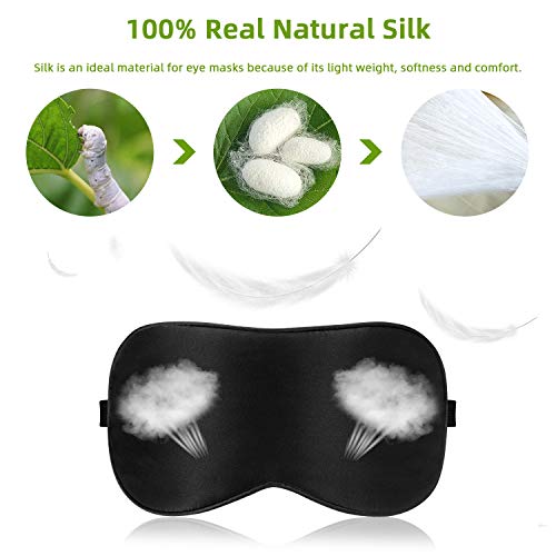 Kasimir Antifaz para Dormir 100% Anti-Luz Opaco Cómoda Agradable para la Piel Tela de Seda Natural Puro y Puros de algodón Relleno Antifaces Máscara Ajustable Antifaces Tapones para los oidos