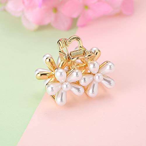 Kavya - Mini pasador de 3 piezas para el cabello, pasador de perlas, flor romántica para niñas, adolescentes, mujeres, accesorios para bodas, regalos de San Valentín