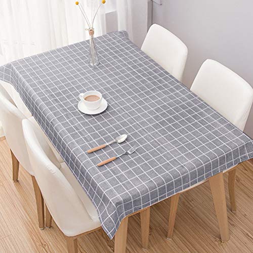 Kenyaw Mantel Lavable Cuadrado Lienzo Impermeable Mantel Protección Antimanchas Mantel De Fácil Mantenimiento Repelente A La Suciedad (Gery / 137 * 180Cm)