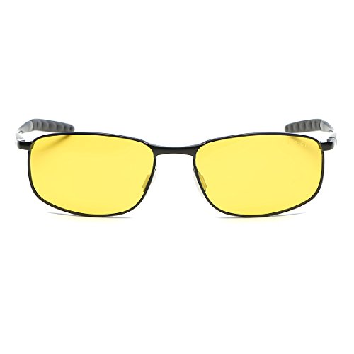 kimorn Polarizado Gafas de sol Hombre Retro Rectangulares metal Marco K0535 (Negro&Amarillo)