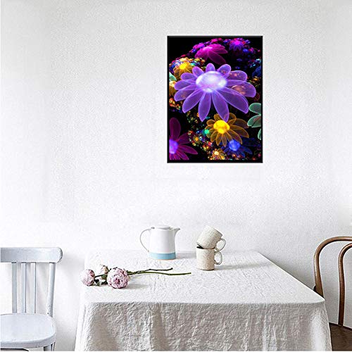 Kit de pintura de diamante para adultos 5D DIY completo redondo taladro pintura diamante Sets arte arte para decoración del hogar flor púrpura 30 x 39 cm por UM UPMALL