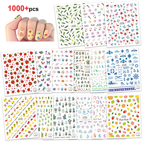 Konsait 1000+ Nail Art Stickers Uñas Decoración Pegatinas de arte- Flor Hojas Flamencos Fores Etiqueta Engomada Del Clavo Tatuaje Tatuajes de Uñas de Verano