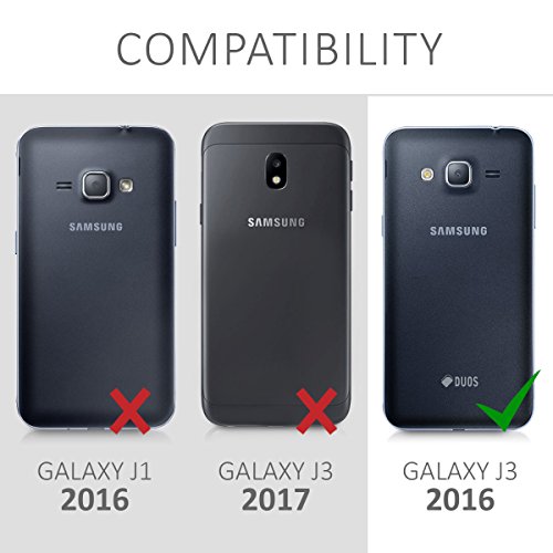 kwmobile Funda Compatible con Samsung Galaxy J3 (2016) DUOS - Carcasa de Cuero sintético Magnolias - con Tarjetero