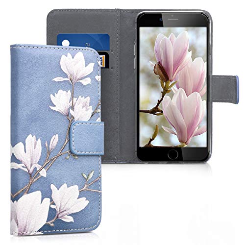 kwmobile Funda Compatible con Samsung Galaxy J3 (2016) DUOS - Carcasa de Cuero sintético Magnolias - con Tarjetero