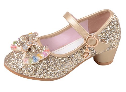 La Vogue Zapatos Zapatilla con Lentejuela Para Niña Princesa Fiesta Dorado Color 26/Longitud Interior 17.5CM