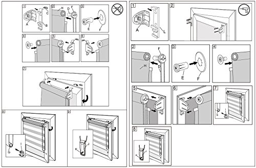 Laneetal Estores Enrollable Noche y Día Persiana Interior Doble Semi-Sombreado Bloquear los Rayos UV Proteger la Privacidad 100% Poliéster 120 x 150 cm Blanco